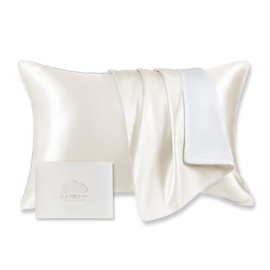 Kumori Silk Pillowcase, Single Side 100% Silk, 6A Grade, 16.9 x 24.8 in (43 x 63 cm), Envelope Type, Pillowcase, Pillow Cover, Back Side Tencel, For Beautiful Hair and Skin, Gentle on Sensitive Skin