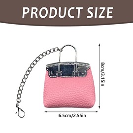 TOEECY Key Ring Mini Bag High Quality PU Leather Small and Cute Bag Pendant for Handbag Backpack Purse Keys, pink, Unit size
