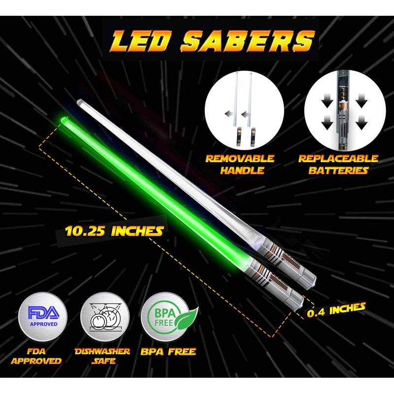 Lightsaber Chopsticks Light Up - LED Glowing Light Saber Chop