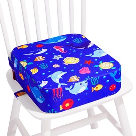 TOTIDYH Toddler Booster Seat for Kitchen Chair, Non-slip Kids Dining Table Booster Seat with Adjustable Safer Straps, Portable Baby Eating Travel Camping Increasing Cushion