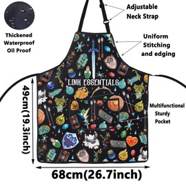 WZMPA LOZ Cartoon Game Apron Cartoon Game Fans Gift Link Essentials Game Adjustable Apron With Pockets Gamers Merchandise, Link Essentials Ap, Medium