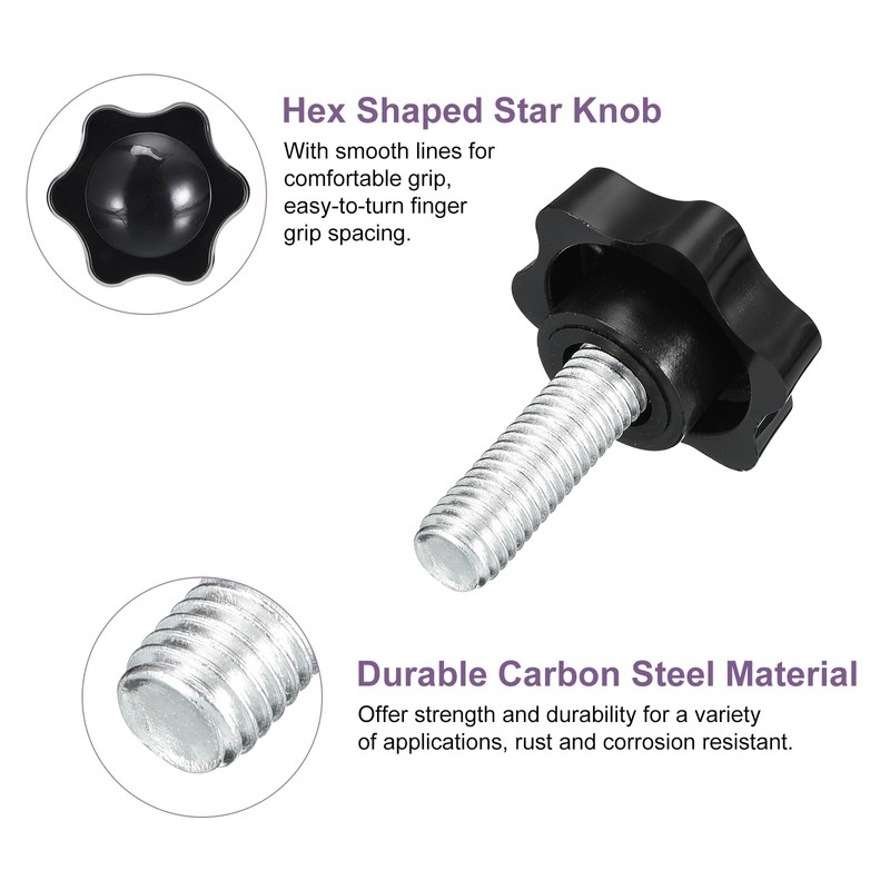 sourcing map 4Pcs M10 x 30mm Star Knobs, Plastic Hex