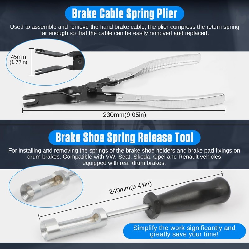 Brake Tools 15PC Drum & Disc Brake Tool Kit Labor-saving