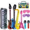 10 Pieces Inflatable Music Instrument Party Props Set Includes Saxophone,
