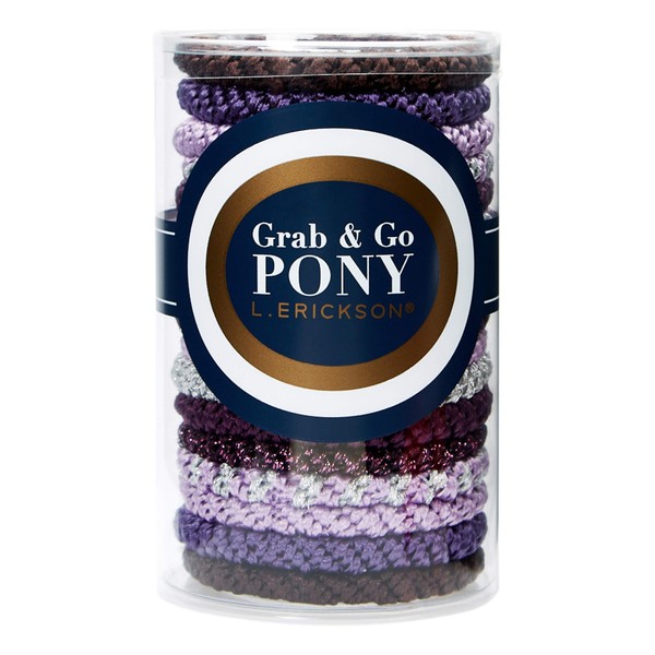 L. Erickson Grab & Go Pony Tube Grape - Set Of 15 - Exceptionally Secure with Gentle Hold