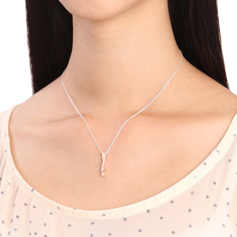 THE KISS SPD6006CB Cubic Zirconia Pink Gold Coated Silver Necklace,