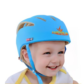 Baby Adjustable Helmet, Kid Soft Cushion Harnesses Cap, Toddler Infant Hat When Learning to Crawl Walk Play (Blue)