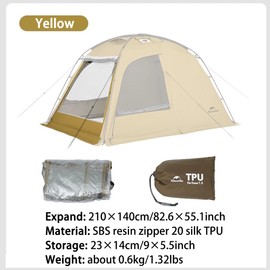 Naturehike7.6 Double Person 4-Seasons Camping Tent, UPF50+ Sun Protection Tent with 7001 Aluminum Alloy Poles, PU2000mm+ Waterproof Tent for Outdoor Camping,Picnic (7.6-TPU Door)