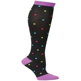 Nurse Mates Women's 12-14 Mmhg Wide Calf Compression Trouser Sock Bright, Bright Dot, One Size