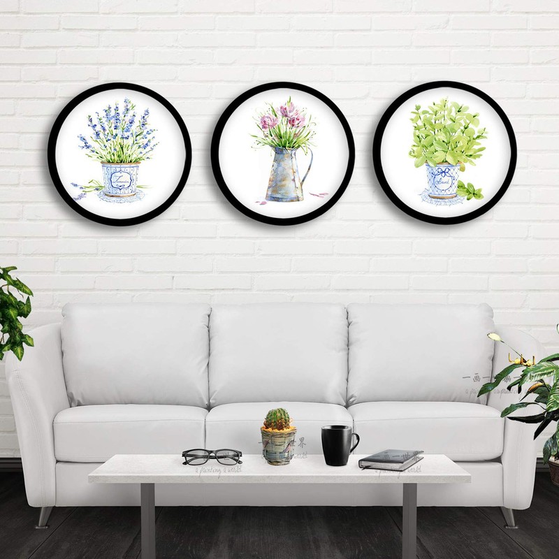 kylucky Round Photo Frame Wooden Wall Hanging Picture Frames for
