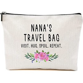 Nana Travel Bag - Nana Gift - Grandma Makeup Bag - Birthday Gift Nana - Mother Day Gift - Travel Cosmetic Bag From Grandchildren, White, 7”x9.8”