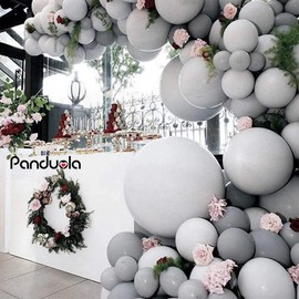 10pcs Pastel Latex Balloons 18 Inches Macaron Candy Colored Latex Party Balloons for Wedding Graduation Engagement Kids Birthday Party Christmas Baby Shower or Any Friends & Family Party Decor- Gray