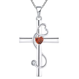 YL Stethoscope Cross Necklace 925 Sterling Silver Doctor Nurse Medical Pendant RN Registered Created Garnet Jewelry Gifts for Women