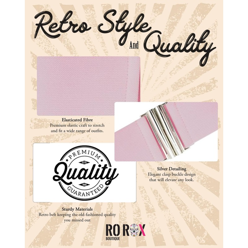 Ro Rox Florence Vintage Wide Elastic 50s Retro Nurse Belt,