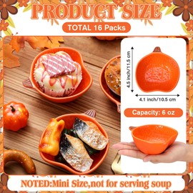 Norme 16 Pcs Ramekins Small Pumpkin Shaped Bowls 6 oz Oven Safe Fall Ramekins Pumpkin Thanksgiving Ceramic Pumpkin Bowl Pumpkin Shaped Bowl for Kitchen Party Snack Salad Sauce Pumpkin Soup