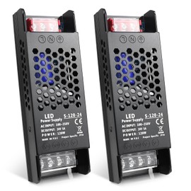 24V 5A 120W Power Supply, 100-250V AC to 24V DC Converter, LED Driver, Low Voltage Transformer, Switching Adapter for Strip Light, Lamp, Radio, Project Specific Power Supply, 2Pack