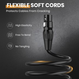 Czgor DMX Cable 10ft 2 Pack, Flexible 3 Pin Gold-Plated XLR Male to Female Cable Wire for Stage Lighting Signal XLR Connection Compatible with Stage Light, Par Light, Spotlight Input & Output