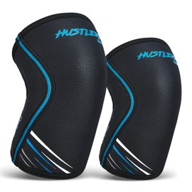 Hustlers Only Knee Sleeves Weight Lifting with 7mm Neoprene Gym Knee Sleeves for Squats and Power Lifting Double-Ply Compression for Knee Support Lifting Knee Sleeves for Men and Women (L, OG Black)