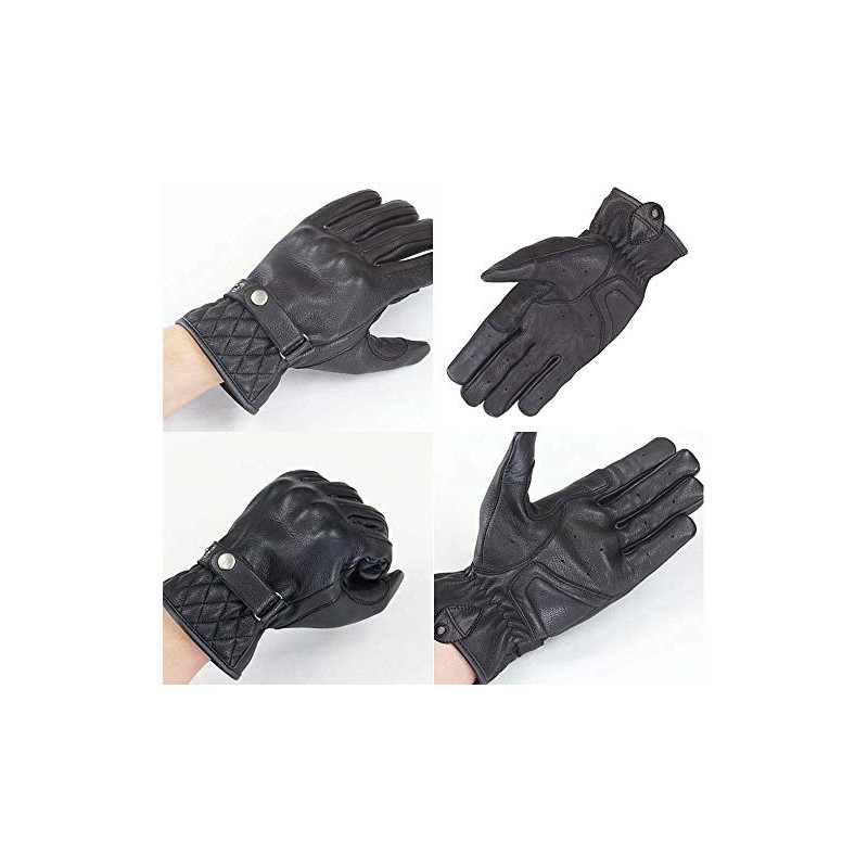 Rough & Road RR8525BK2 Comfort Knuckle Leather Gloves DS BK