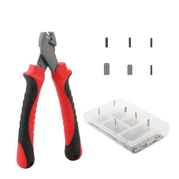 Booms Fishing CP2 Fishing Crimping Tool for Single-Barrel Sleeves, with 300pcs Sleeves