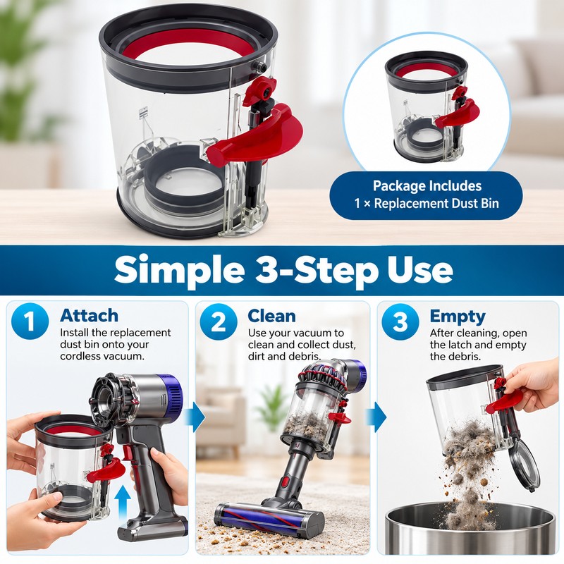 Dust Bin Replacement for Dyson V11 Vacuums – Compatible Plastic