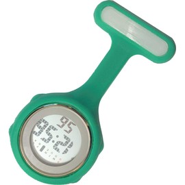 Tamarisk Pin-on Nurse Watch - Multi-Function Digital Display, Green, Digital