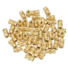 PATIKIL Threaded Inserts M4x10x6mm, 50 Pcs Brass Heat Set Insert Female Threaded Inserts Metric Knurled Nuts Embedment Nut for Plastic and 3D Printing Components, Gold
