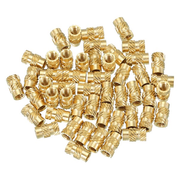 PATIKIL Threaded Inserts M4x10x6mm, 50 Pcs Brass Heat Set Insert