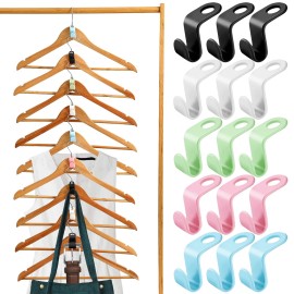 100 Pcs Clothes Hanger Connector Hooks,Heavy Duty Plastic 5 Colors-100 