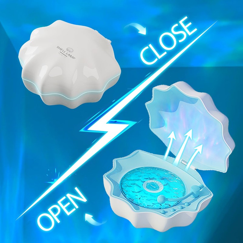 Ocean Wave Projector Light, Shell Night Light Built-in Bluetooth Speaker,