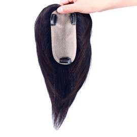 HIYE 部分ウィッグ 人毛100% 分け目専用 頭頂部 自然 つむじ 白髪隠し 人工肌 トップカバー ヘアピース 女性 前髪付き 増毛 ナチュラル ワンタッチ 軽量 7cmx15cm ぱっつんバング (15cm, 自然色)