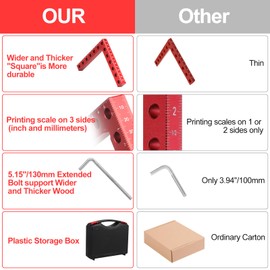 Comfylichi Corner Clamp for Woodworking, 90 Degree Clamp, Right Angle Clamp Woodworking Tools, 4 Pack 5.5" x 5.5"Aluminum Alloy Positioning Clamping Squares for Picture Frames Boxes Cabinets Drawers