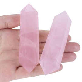 QINJIEJIE Large Crystals Stones Rose Quartz Hexagonal Gemstones Healing Stones Natural Hexagonal Dots Crystal Reiki Meditation Gemstone 8-9 cm 1 Piece