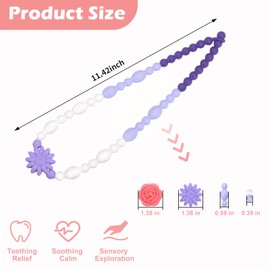 Chew Necklaces for Sensory Kids Adults, Flower Chewy Necklace Sensory Toys for Autism Nail Biting Anxiety, Fidget Necklace Oral Chew Toys, ADHD Tools for Boys Girls
