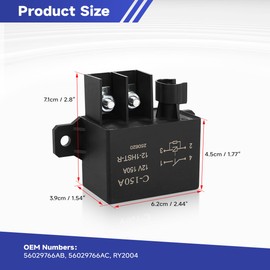 56029766AC Relay Electrical Compatible with 2017-2023 Jeep Wrangler Grand Cherokee Compass | 2016-2023 Dodge Durango | 2017-2023 Chrysler Pacifica Voyager, Replaces 56029766AB,RY2004