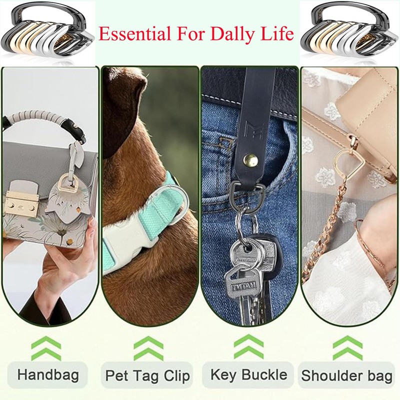 LALOCAPEYO 4PCS Metal Tiny Keychain Spring D Rings Hook,Hand DIY