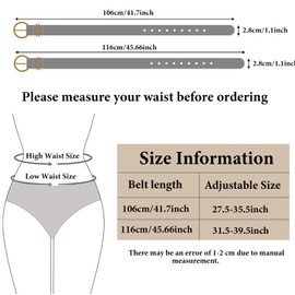Exquilnova 6 Pack Women's Belts,Adjustable Belts for Women,Fashion Ladies leather belt with Gold Plating Buckle,Ladies Belts for Dresses,Women Accessories Waist Belt for Jeans,Pants,Coat (41.7 Inch)