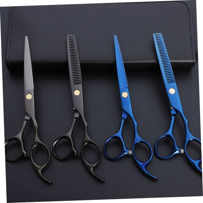 BIUDECO 2pcs Professional Hair Cutting Scissors Black Barbers Shears for