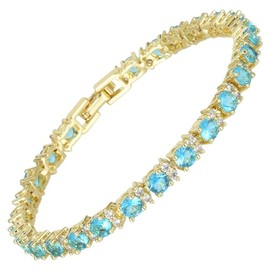 RIZILIA Eternity Tennis Bracelet & Round Cut CZ in Yellow Gold Plated, 7", Medium, Cubic Zirconia