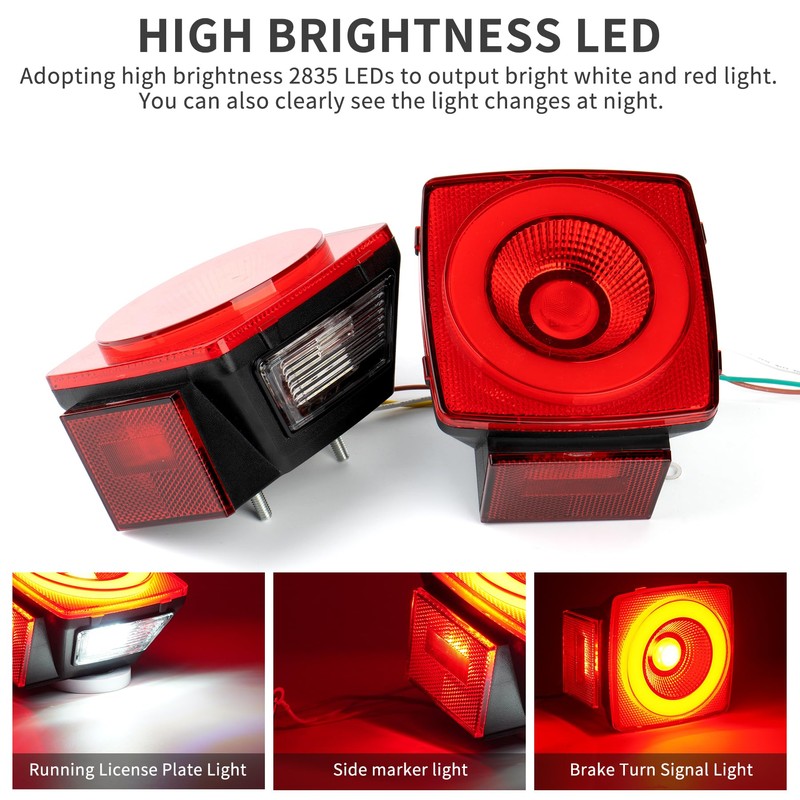 RUNBAITOO 12V Square LED Trailer Light Kit – Stop Turn