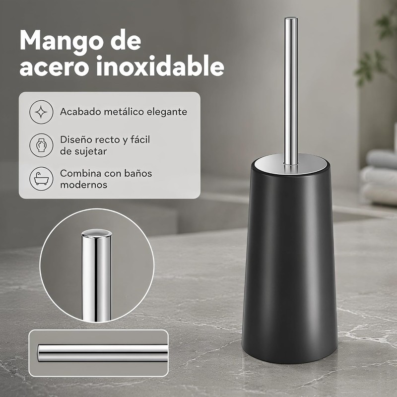 Juego de 2 Escobillas de Inodoro con Soporte y Mango