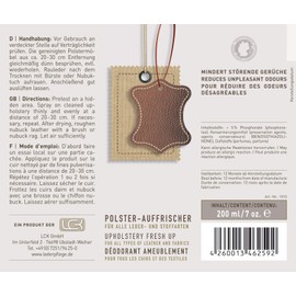 Polsterauffrischer für alle Leder und alle Stoffarten. Mindert Geruch z.B. durch Rauch Urin 200 ml