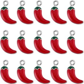 SUNNYCLUE 1 Box 40Pcs Chili Pepper Charms Bulk Red Chili Charm Silver Alloy Enamel Cinco De Mayo Mexican Fiesta Chili Charms for jewellery Making Charms Supplies DIY Crafts Necklace Bracelet Crafting