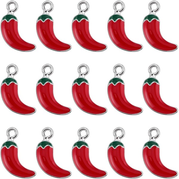 SUNNYCLUE 1 Box 40Pcs Chili Pepper Charms Bulk Red Chili
