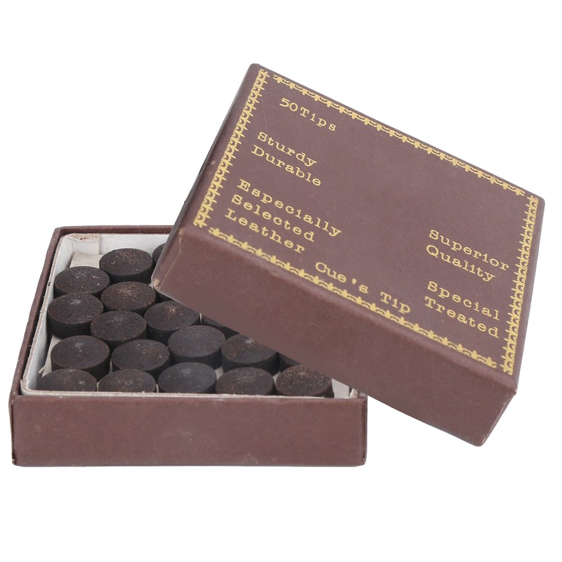 50pcs/box 12mm Cue Tips Kit Snooker Red Leather Cue Stick