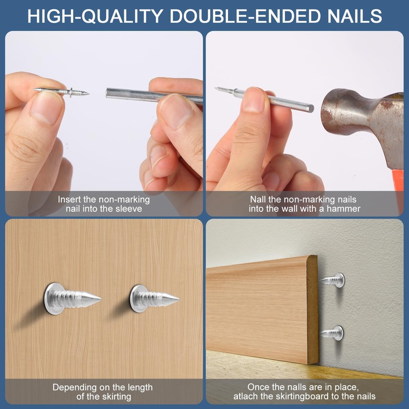 400pcs Hardware Nails Double Head Skirting Nails with 4 Tools
