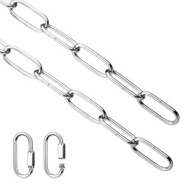 Helunsi Lighting Chain, 6 Feet Chrome Light Fixture Chain, Metal Chandelier Chain Extension with Connection Link Lock, Heavy Duty Hanging Chain Lamp Fixture Pendant Ceiling Decorative Lights Kit - 6'