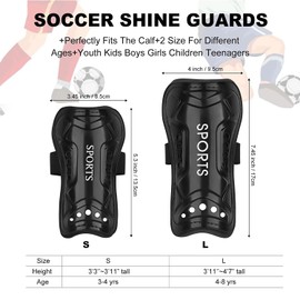 Football Shin Guards 1 Pairs Football Shin Pads Sizes Small (3-5 Years) Large (Adults) Soccer Shin Perforated Breathable Board for Boys Girls Teenagers Football Games Leg Calf Protective Gear-Black L