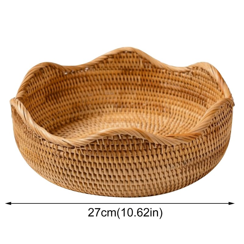 Rattan Woven Storage Basket for Fruit, Bread, Food, Kitchen, Home