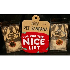 Primitives By Kathy Santa Nice List Dog Collar Charms Bandana Set 3 Pet Tag Gift